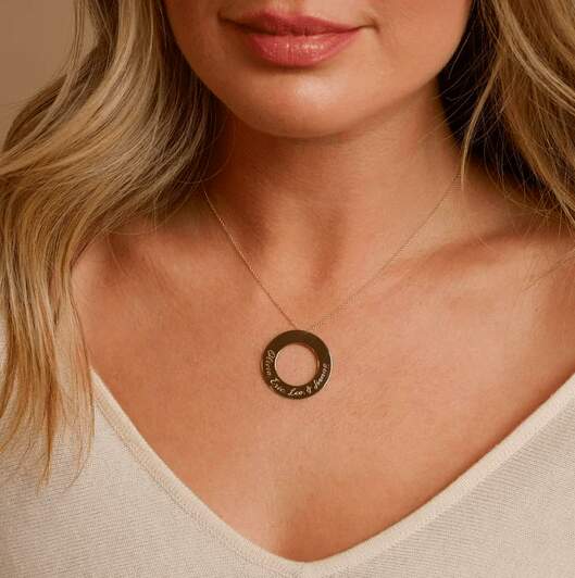 Engraved Circle Disc Necklace, by Babygold