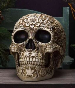 Floral Carved Decorative Skull