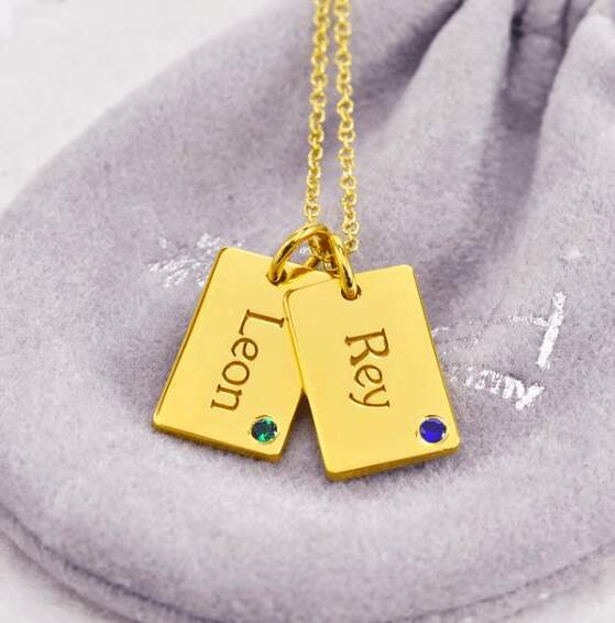 Mini Dog Tags Necklaces With Baby Names, by Posh Mommy