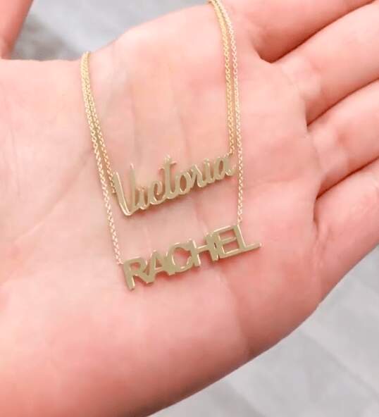 Name Necklaces Recycled Gold, by Babygold
