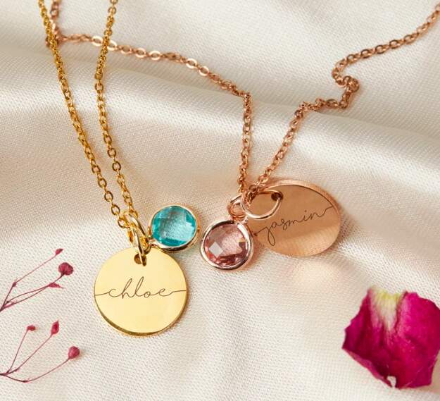 Personalized Necklaces With Baby Name & Birthstone
