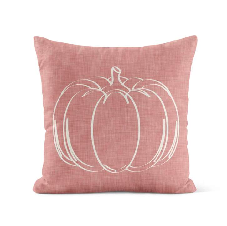 Pink Pumpkin Throw Pillow Cover