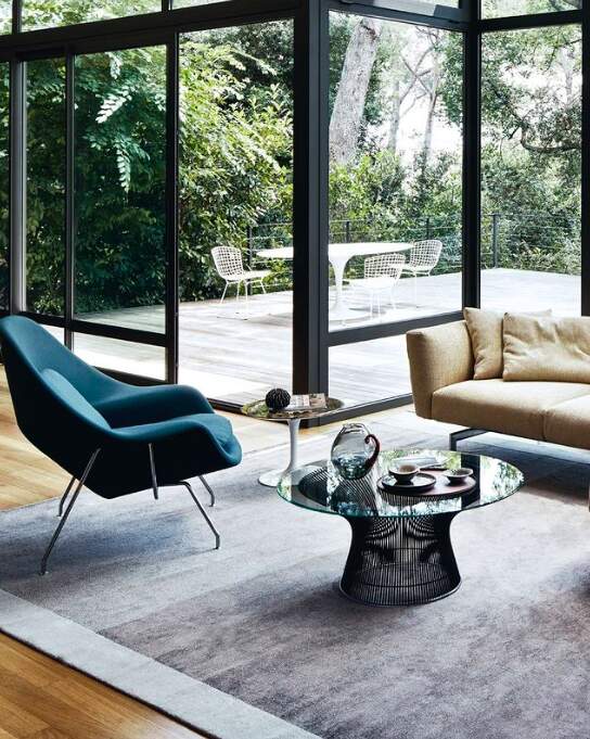 Platner Coffee Table & Saarinen Womb Lounge Chair 