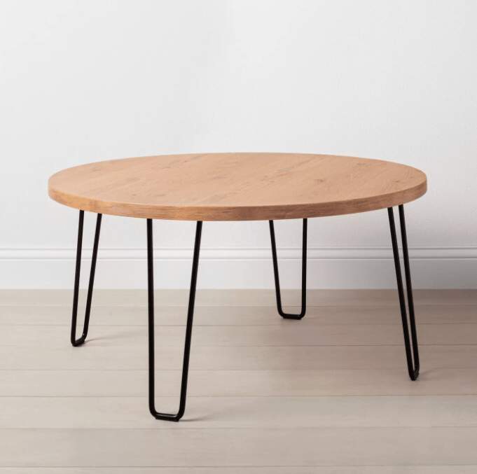Round Mid Century Modern Coffee Table With Metal Legs, Hearth & Hand™ with Magnolia