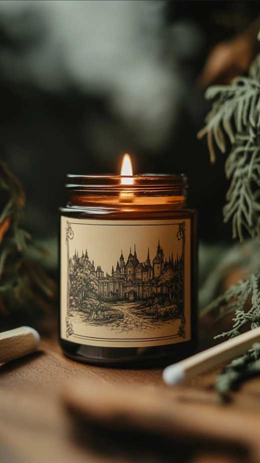 cozy brown and green fall and winter candle aesthetic wallpaper