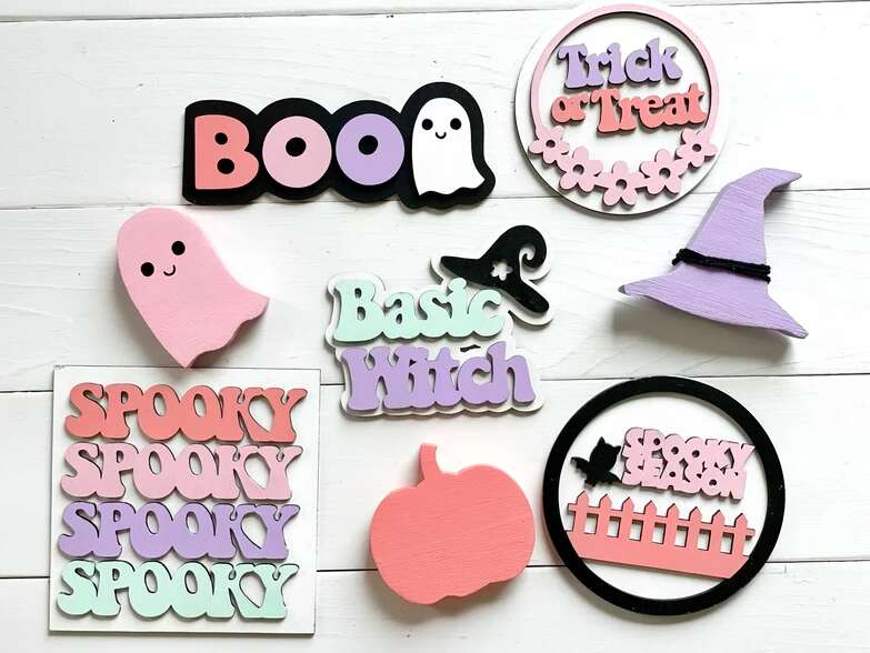 The Cutest Pastel Halloween Wood Signs For Tiered Tray & tabletop