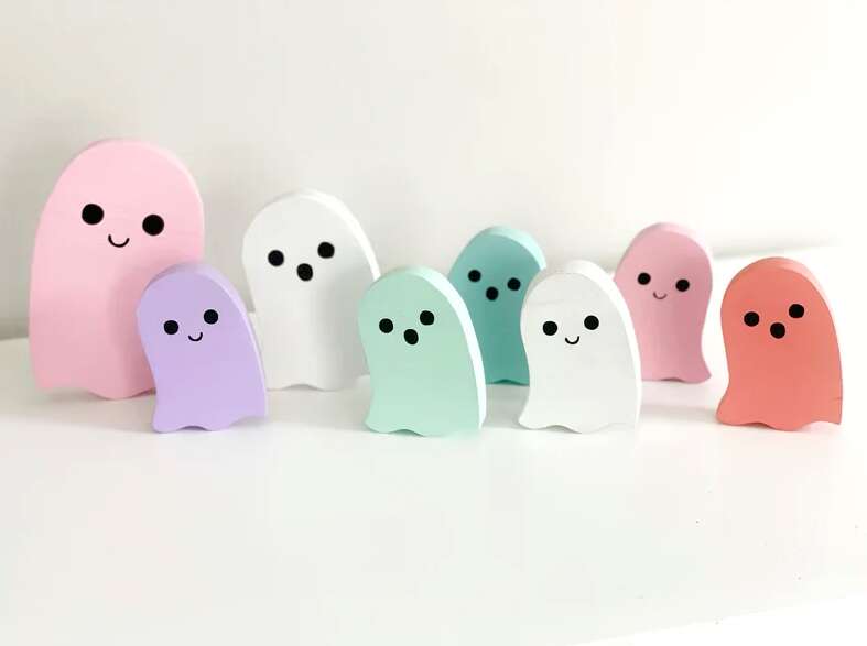 Cute Pastel Standing Wooden Ghosts