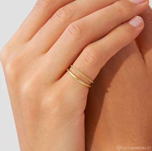 Caitlyn Minimalist: minimalist Personalized plated gold rings on Etsy
