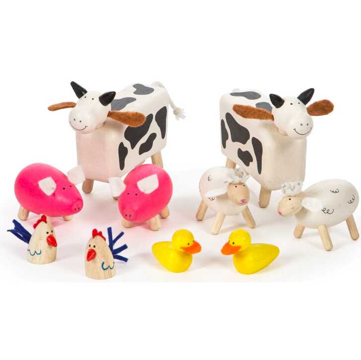 Vintage Inspired Wood Farm Animals Play Set, by Bigjigs Toys