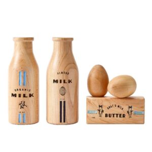 non toxic wood Dairy Play Food Set milton and goose