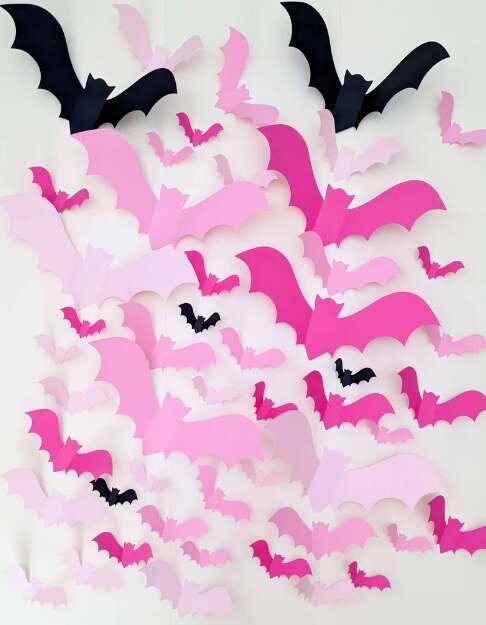 pink and black bats for The Cutest Halloween Wall Decor