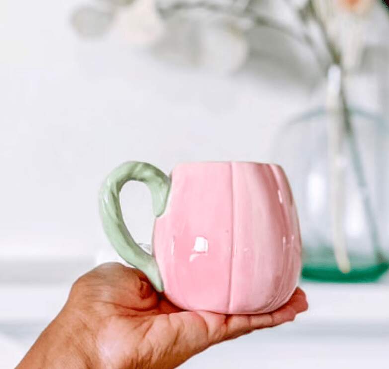Ceramic Pink Pastel Pumpkin Mug, 12oz
