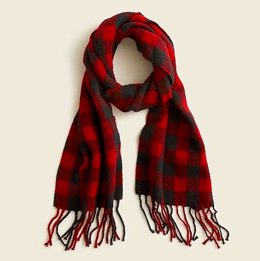 Black & Red Buffalo Wool Scarf in Holiday Plaid