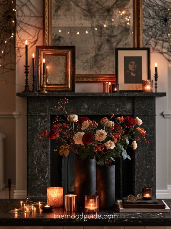 luxury galloween living room decor with spider webs