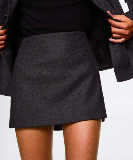Mini Grey Wool Blend Skirt 90s Style
