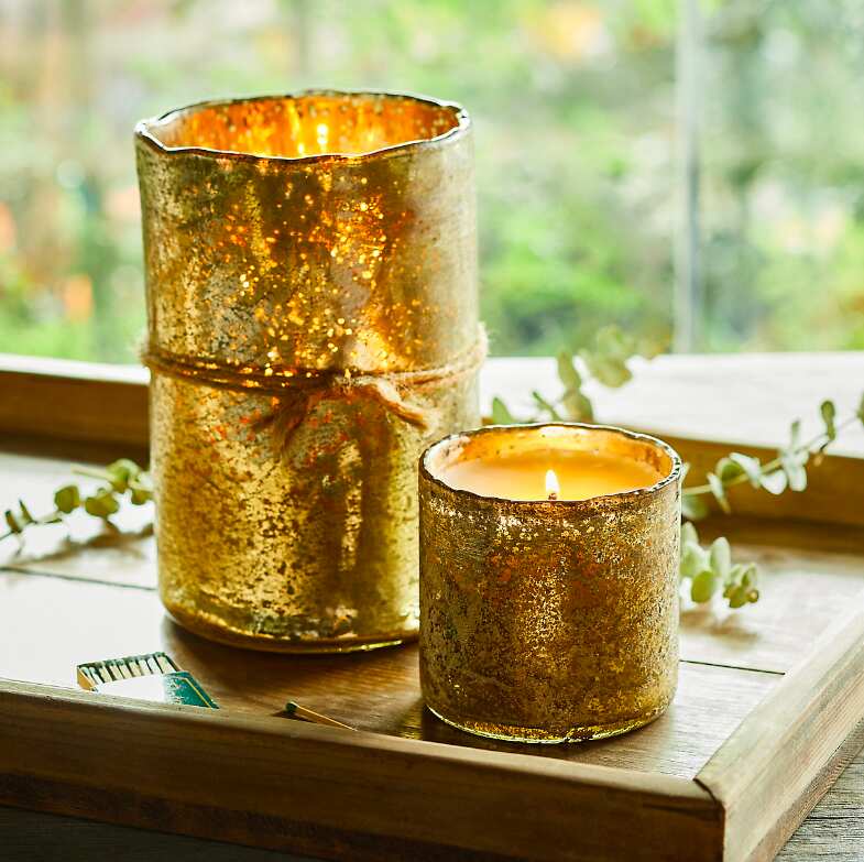 Ginger Patchouli Gold Mercury Glass Candle