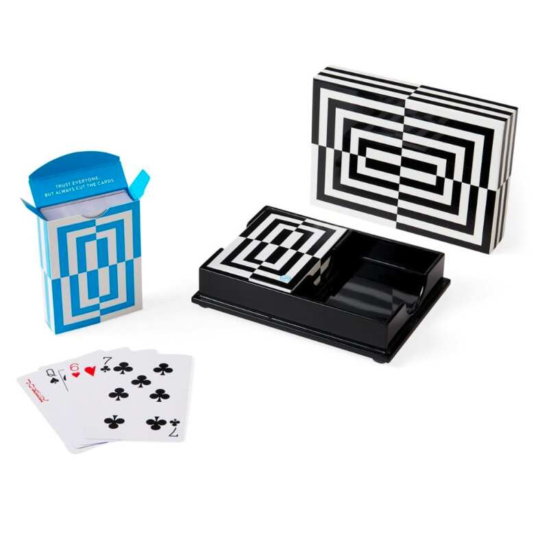 High-gloss Lacquer Box with 2 Playing Cards Deck, Jonathan Adler