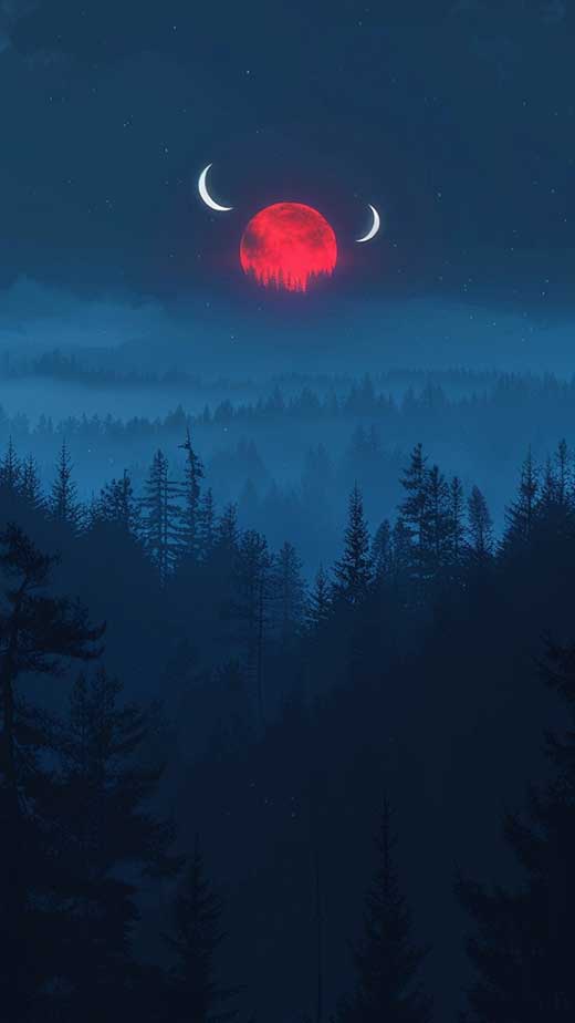 red moon wallpaper aesthetic dark forest 