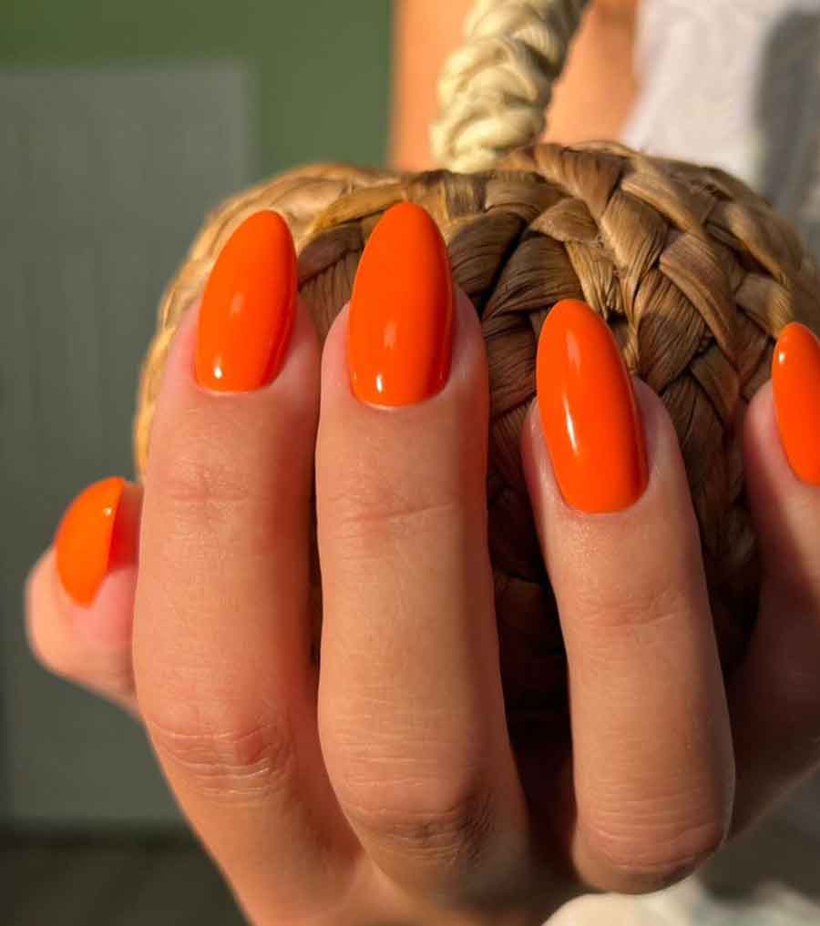 almond orange thanksgiving nails
