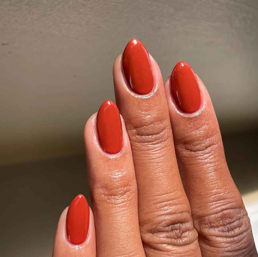 burnt orange simple thanksgiving nail design