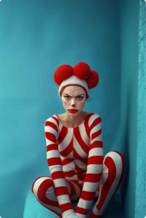 modern cool simple aesthetic clown costume for halloween