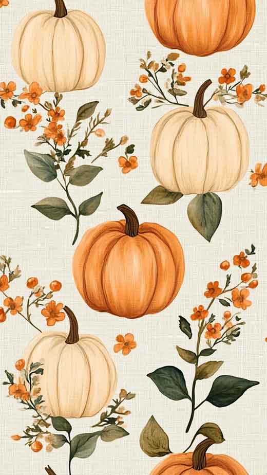 vintage aesthetic pumpkin pattern aesthetic wallpaper free for thanksgiving