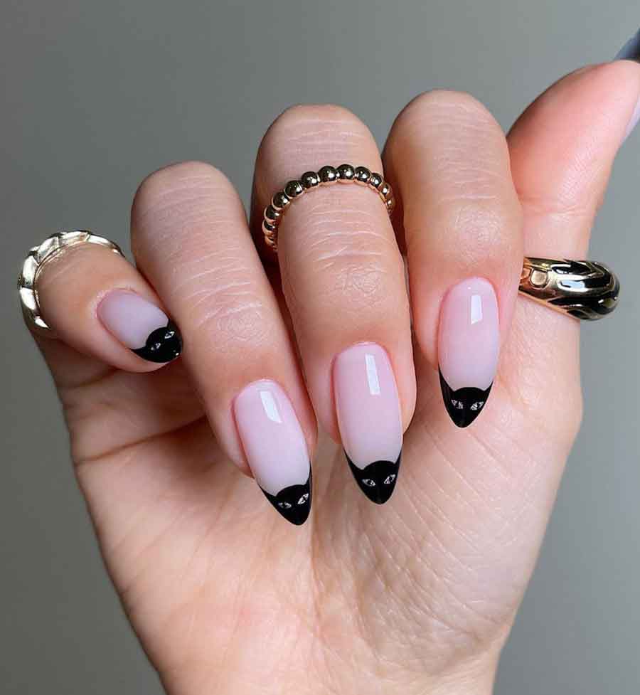 black halloween nail french tips