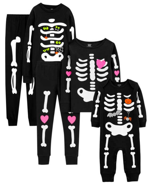 Family matching Skeleton Halloween PJs
