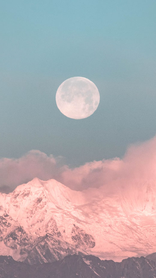 4k aesthetic pink and blue soft full moon wallpaper for iphone