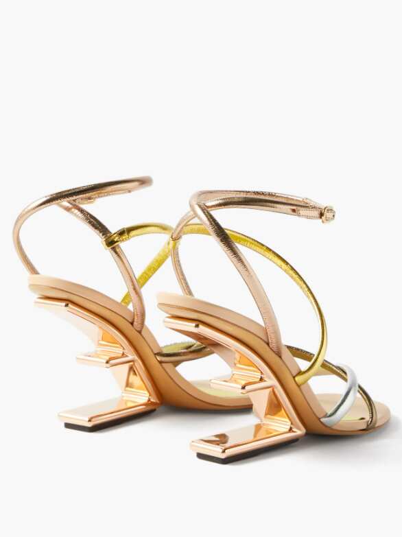 Fendi First metallic leather sandals With Gold Heels