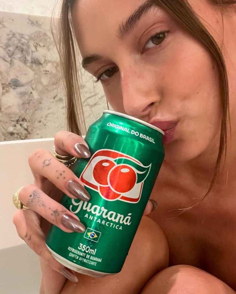 hailey bieber luxury nails brown glazed donut chrome nails