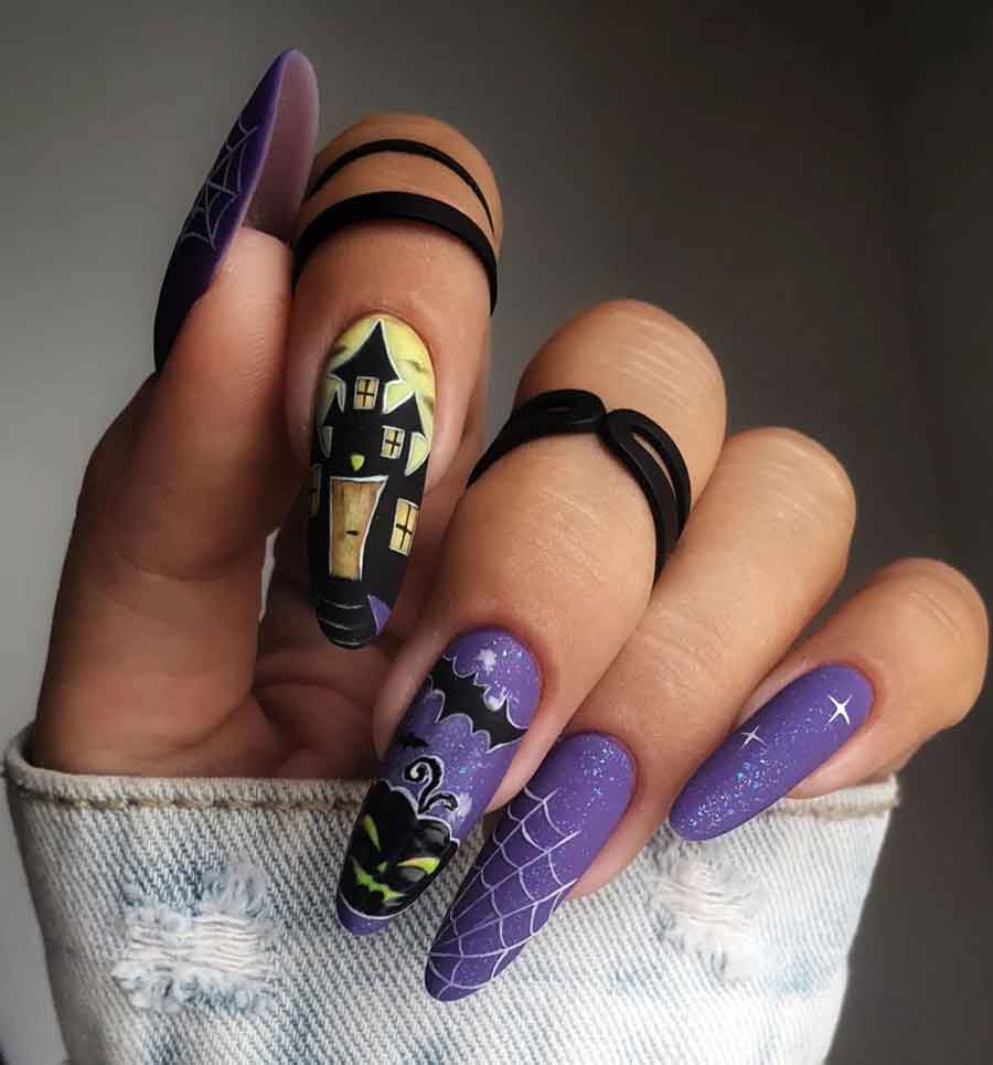 halloween nails black and purple