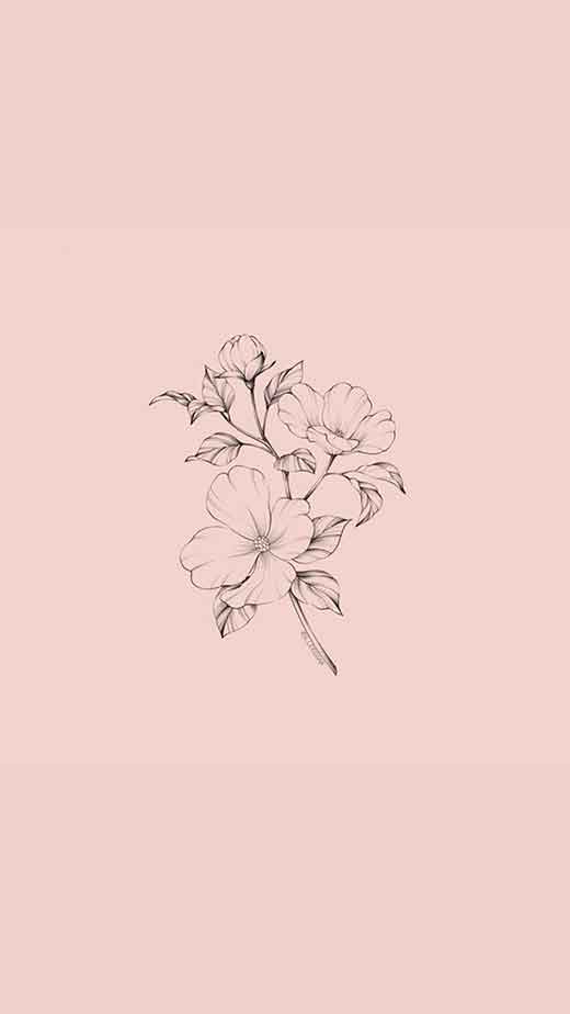 minimal cute pink floral aesthetic wallpaper