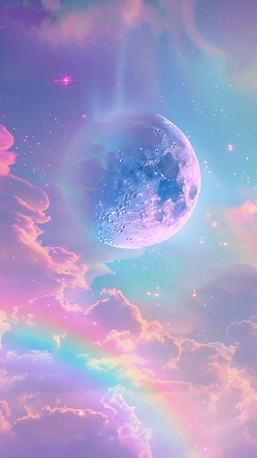 aesthetic moon and rainbow 4k free wallpaper for iphone