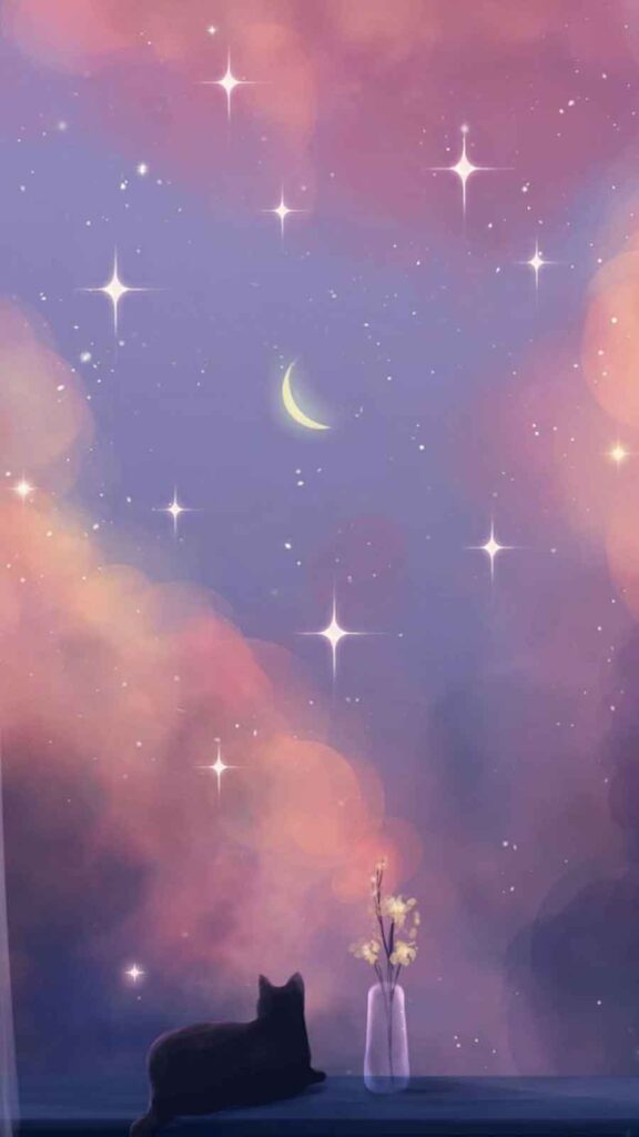 moon and stars purple aesthetic wallpaper