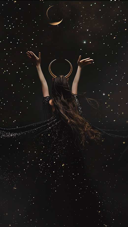 moon goddess black and gold iphone wallpaper