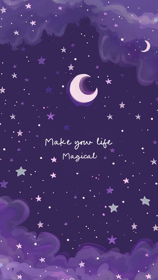 purple crescent moon with quote wallpaper for iphone