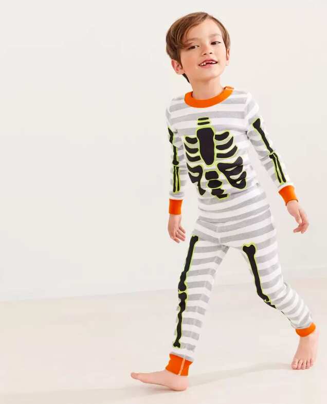 Organic Cotton Skeleton Long John Pajama Set