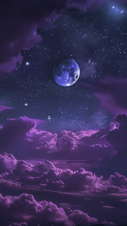 almost full purple aesthetic moon wallpaper