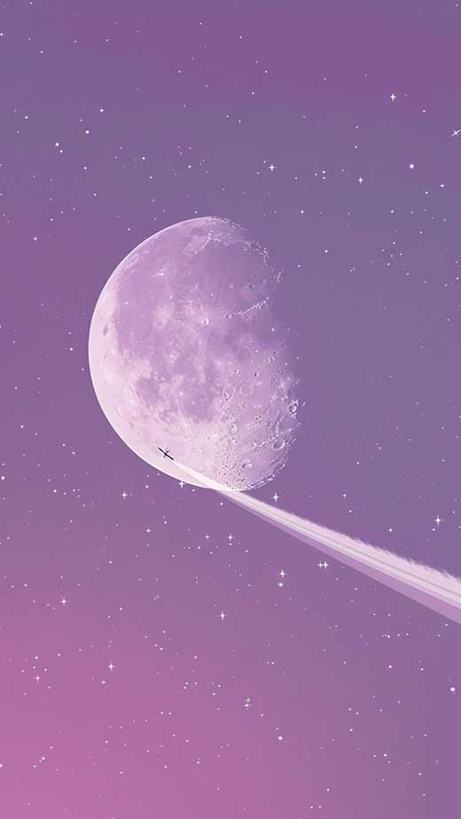 purple moon space aesthetic wallpaper  for iphone