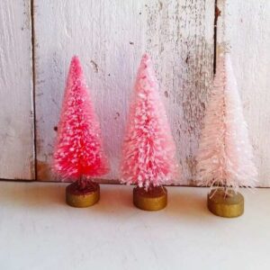 Set of 3 Tiny Bottle Brush Christmas Trees