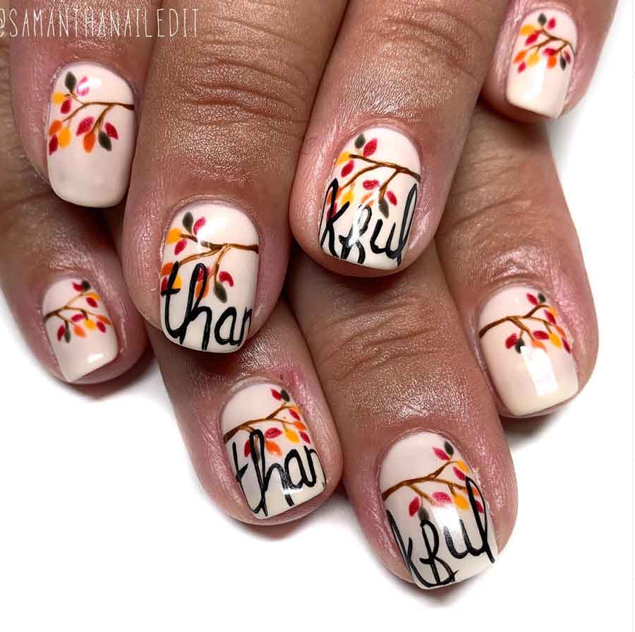 shirt thanksgiving nail art