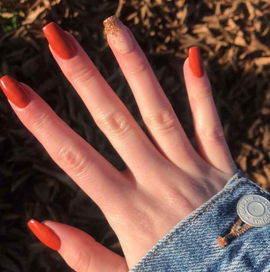 simple easy thanksgiving nails orange