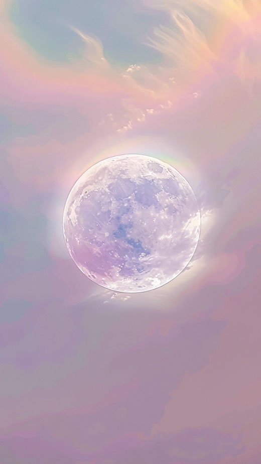 aesthetic full moon and rainbow 4k free wallpaper for iphone