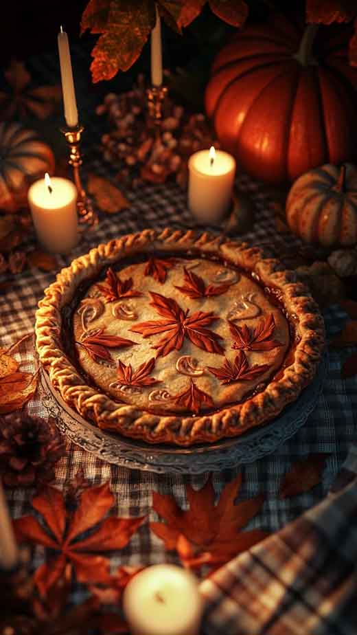 thanksgiving pie iphone wallpaper dark, cozy, moody and aesthetic fall mood vibes