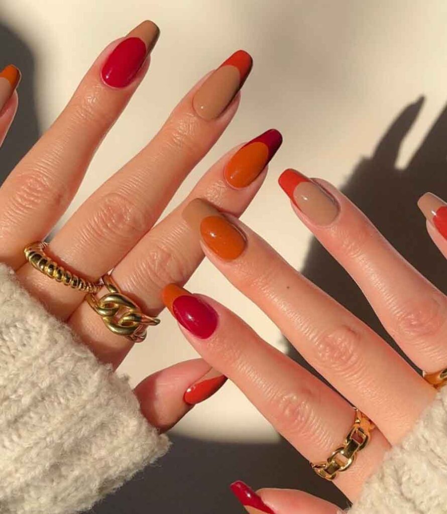 thanksgiving colors nail design idea