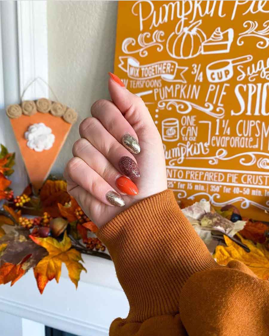 simple orange thanksgiving nails ideas