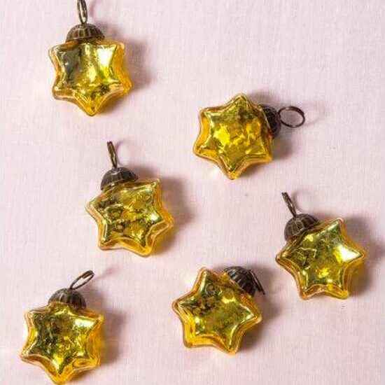 1.5" Gold Imogen Mercury Glass Star Ornaments, Set of 6