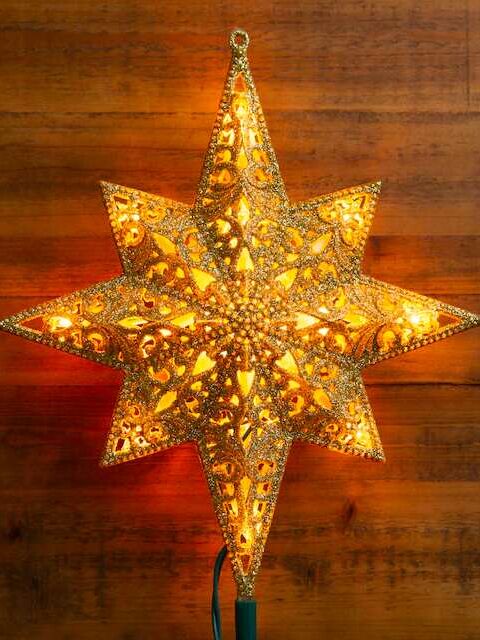 11-in Star Gold Clear Christmas Tree Topper