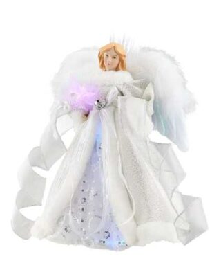 Christmas Decorations - 16" Christmas Angel Tree Topper In Burgundy